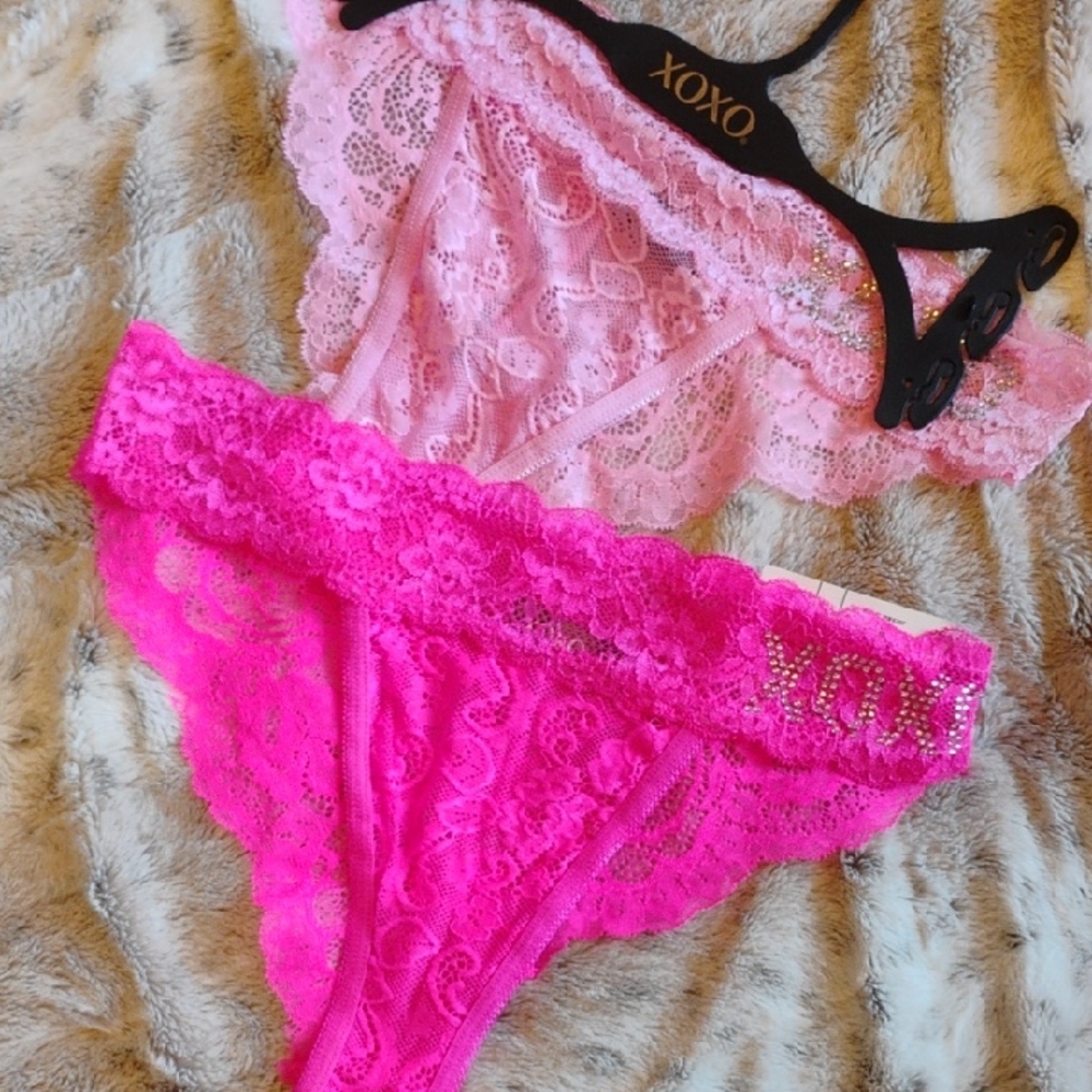 XOXO Women's Lace Panty Duo - Light Pink and Hot Pink